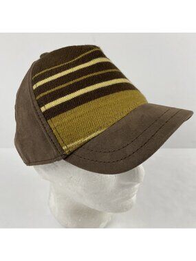 Goorin Bros Brown Knit Stripe Adjustable Baseball Cap Hat O/S Faux Suede Unisex